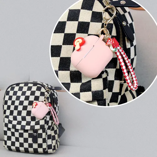 Miniatura 4 de Wonhibo Funda para Airpods 3 para mujeres y niñas, bonita funda Kawaii para Airpod 3ª y tercera generación 2021 con llavero (seta)
