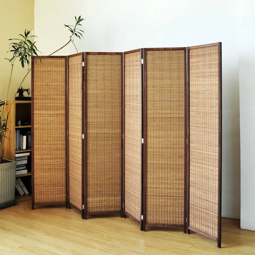 Miniatura 8 de 3 Panel Bamboo Room Divider for Home & Office, 5.6 ft Tall Folding Partition Wall in Natural Beige, Double-Sided Privacy Screen for Room Separation