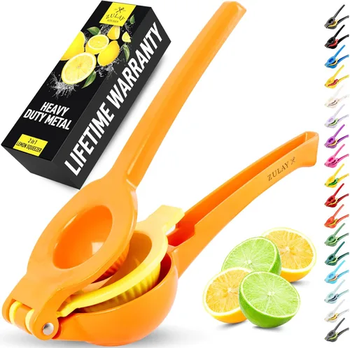 Miniatura 22 de Zulay Kitchen Exprimidor de limón 2 en 1 de metal - Exprimidor de mano de extracción máxima resistente que obtiene hasta la última gota - Exprimidor