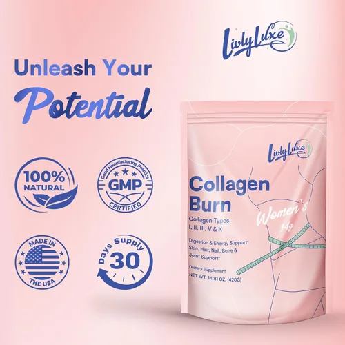 Miniatura 6 de LivLyLuxe Polvo de Colágeno Burn para Mujeres - Suplementos para Bajar de Peso para Quemar Grasa del Vientre, Potenciador del Metabolismo, Diseñado
