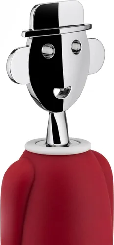 Miniatura 2 de Alessi AAM23 R Alessandro M. - Sacacorchos de diseño en Zamak cromado y resina termoplástica, rojo y blanco Rojo/Blanco