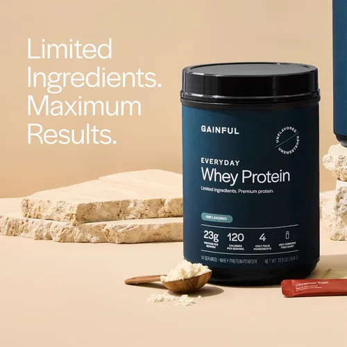 Miniatura 6 de Gainful Everyday Whey Protein en polvo, 23g de proteína por porción, sin sabor, apoya el crecimiento muscular, la recuperación y la nutrición