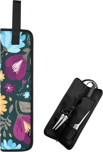 Miniatura 10 de Beautyflier Funda de viaje universal para rizador, lona resistente al calor y soporte para plancha plana, funda de viaje, soporte para rizador