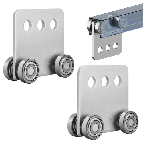 Miniatura 6 de 2 piezas de conjunto de rodillos de carrito de 6 ruedas SKTREX, conjunto de carrito de seis rodamientos para unistrut de 1-5/8" de ancho y todos