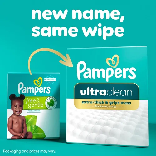 Miniatura 2 de Pampers Toallitas Ultraclean para bebés (anteriormente "libres y suaves"), 99% de agua, hipoalergénicas, sin perfume, 100% a base de plantas, sin