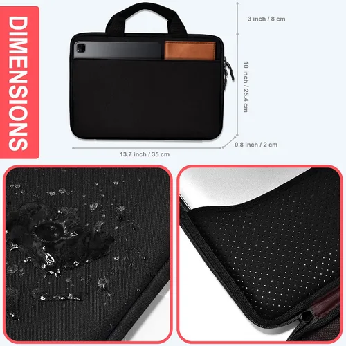 Miniatura 2 de Hseok Funda para laptop de 13.3 a 14 pulgadas, portafolios de 180 grados resistente al agua y a los golpes con forro de terciopelo suave, compatible