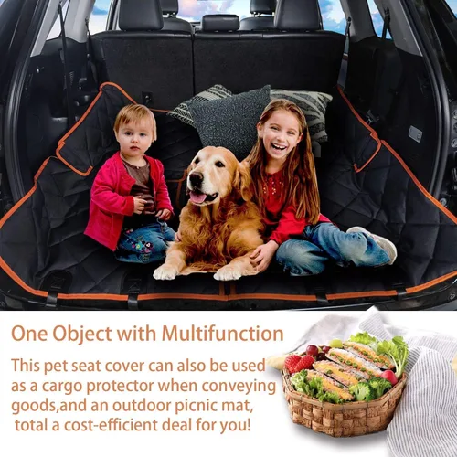 Miniatura 4 de Funda de asiento de automóvil para perro, antideslizante, impermeable, resistente, cinturón de seguridad central, compatible con reposabrazos