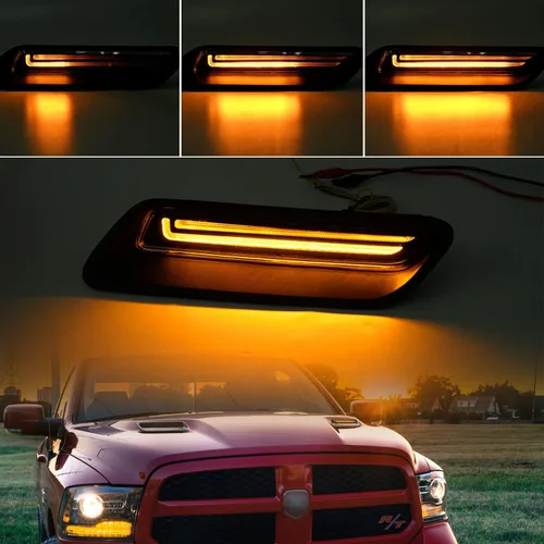 Miniatura 3 de Kit de barra de luz LED para campana de ventilación compatible con RAM 1500 Sport Hood Switchback 2010-2022 Lámpara de conducción DRL blanca