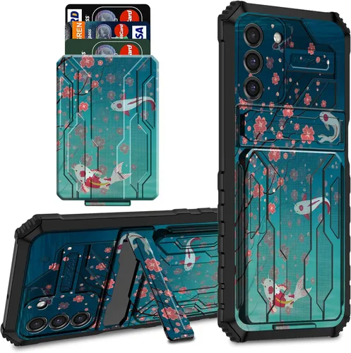 Miniatura 54 de Funda tipo cartera para Samsung Galaxy S22 Ultra con soporte para tarjeta de crédito y soporte de doble capa de policarbonato duro de PC suave TPU a