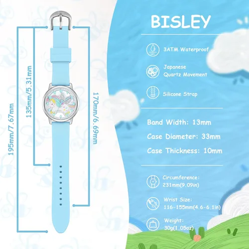 Miniatura 4 de Reloj de dibujos animados para niños, lindo unicornio impermeable, reloj de aprendizaje fácil de leer, para niños de 3 a 12 años, regalo para niños