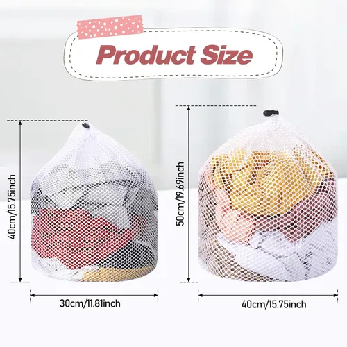 Miniatura 2 de 2 bolsas de malla para ropa sucia para calcetines, lavables a máquina, con diseño de cordón, bolsas de malla para lavado de ropa sucia con cordón