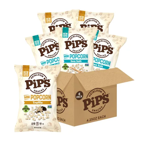Miniatura 10 de Palomitas de Maíz Mini Tradicional de Pipcorn por Heirloom Pip's Snacks - Sal Marina, 1 oz 24 pz - Paquetes de Snack Saludables y Sin Gluten, Maíz