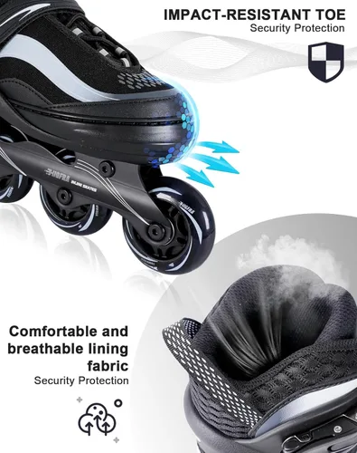 Miniatura 4 de Patines en línea ajustables para niños y adultos – Patines con gradiente de color y ruedas completamente iluminadas para niñas, niños