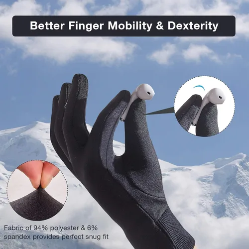 Miniatura 5 de Guantes de correr con pantalla táctil mejorados guantes de invierno ligeros y térmicos guantes de compresión para hombres y mujeres antideslizantes