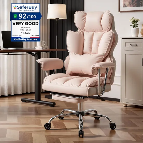 Miniatura 16 de Efomao Silla de oficina grande y alta de 400 libras, silla de escritorio reclinable resistente con reposapiés, silla ejecutiva de piel sintética