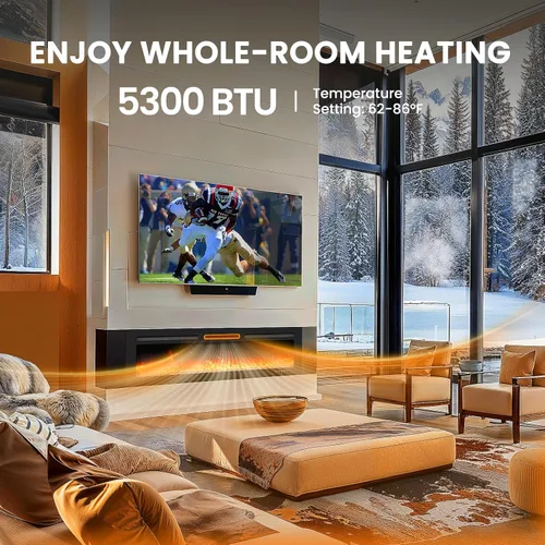 Miniatura 2 de Silonn Calentador de Chimenea Eléctrica Inteligente de 50″ con Aplicación y Control Remoto, Salida de Calor de 5300 BTU, Insertos de Chimenea