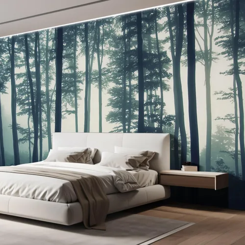 Miniatura 4 de wall26 Mural de pared de paisaje de un bosque brumoso, calcomanía extraíble, decoración del hogar, 66 x 96 pulgadas