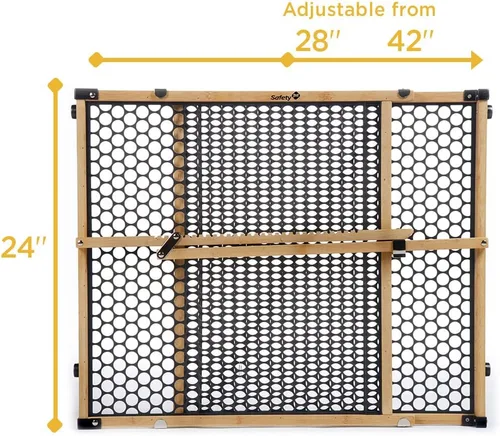 Miniatura 7 de Safety 1st Puerta de seguridad para bebés de bambú para puertas, puerta sin taladro con puerta, puertas para perros, se ajusta a 28"-42", 24