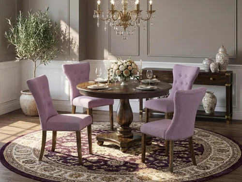 Miniatura 2 de East West Furniture F2GA5-740 - Juego de mesa de cocina de 5 piezas para 4 personas, incluye una mesa de comedor redonda con pedestal y 4 sillas