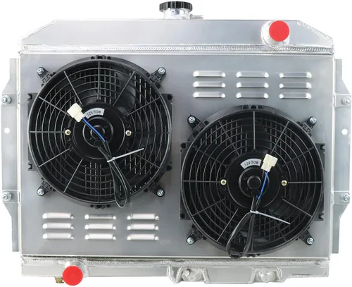 Radiador de 3 filas compatible con AMC Rambler/Javelin AMX/SST/DPL V8 1959 1960 1965 1967 1969 1970 1972 Radiador de aluminio+ ventilador (12