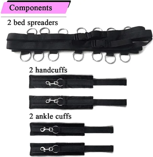 Miniatura 7 de Base de cama sexual tamaño King resistente para sujetar sexo tamaño matrimonial para tobillos y barra de muñeca, liga sexual para piernas y manos