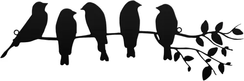 Miniatura 7 de Ferraycle Arte de pared de pájaro de metal, pájaros en rama con hojas, letrero de metal para colgar en la pared para balcón, jardín, decoración