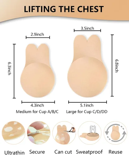 Miniatura 5 de Sticky Bra Adhesive Nipple Covers Invisible Lift Up for Large Push Up Strapless Backless Bras for Women Black