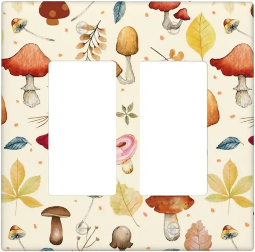 Miniatura 105 de Cubierta decorativa para interruptor de luz de eucalipto tostado, placa de pared de doble palanca, acuarela, hojas marrones, planta con cubierta
