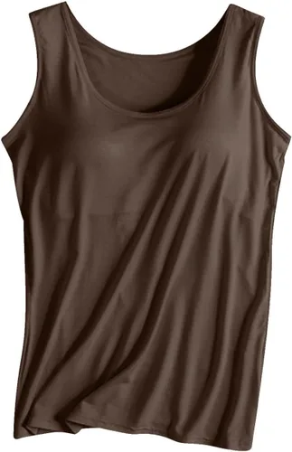 Miniatura 12 de Camiseta sin mangas con brasier integrado para mujer, sin mangas, correa ancha, ropa de dormir básica, para entrenamiento, yoga, camisola acolchada