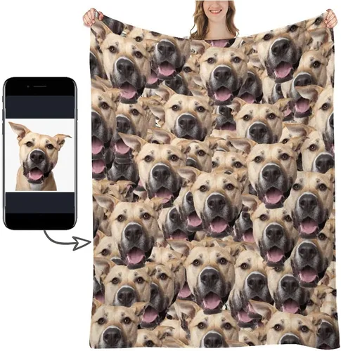 Miniatura 14 de Manta personalizada con foto de cara, manta personalizada con características faciales, manta graciosa para sofá, cama, sofá cálida y acogedora