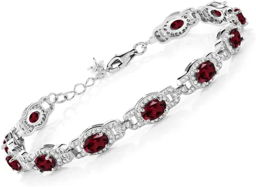 Miniatura 10 de Gem Stone King 7-14 Cttw Oval Gemstone Birthstone Tennis Bracelet For Women 925 Sterling Silver Oval 6X4MM 7 Inch With 1 Inch Extender Fine