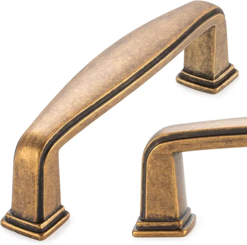 Miniatura 29 de KOOFIZO Paquete de 10 pomos dorados cepillados, pomos dorados para cajones, K02, tiradores cuadrados de un solo agujero para gabinetes, cajones