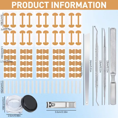 Miniatura 6 de Kits de corrector de uñas encarnadas con tiras curvas, parches transpirables y herramientas de pedicura, juego de cuidado de uñas para una