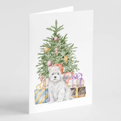 Miniatura 71 de Caroline's Treasures CK8213GCA7P Bulldog, Bulldog Inglés #2 - Tarjetas de felicitación y sobres de árbol de Navidad, paquete de 8 tarjetas en blanco