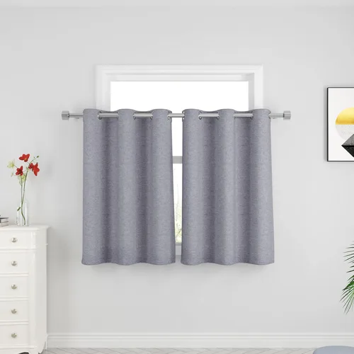 Miniatura 76 de UPOPO Cortinas de niveles de cocina negras de privacidad de lino texturizado de 24 pulgadas de largo, cortinas de café sobre el fregadero, cortinas