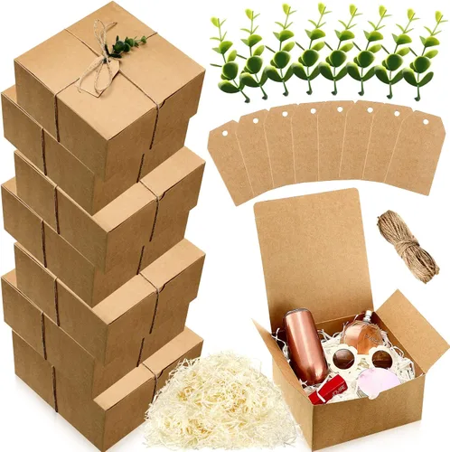 Miniatura 10 de Crtiin Juego de 8 Cajas de Regalo de 8 x 8 x 4 Pulgadas de Papel Blanco para Propuesta de Dama de Honor con Tapas para Regalos Boda Despedida