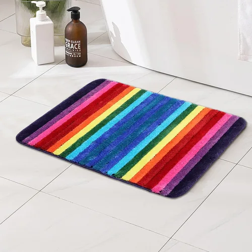 Miniatura 8 de NIENLCIP Alfombras de Baño Arcoíris Coloridas de Microfibra, Tapete de Baño Antideslizante de Felpa, Alfombras de Piso Absorbentes de Agua, Tapete