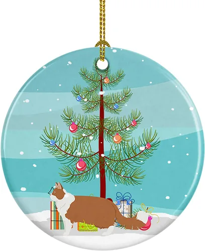 Miniatura 233 de Caroline's Treasures Adorno de cerámica con texto en inglés "Merry Christmas" para colgar en el árbol de Navidad, decoración para el hogar, Navidad