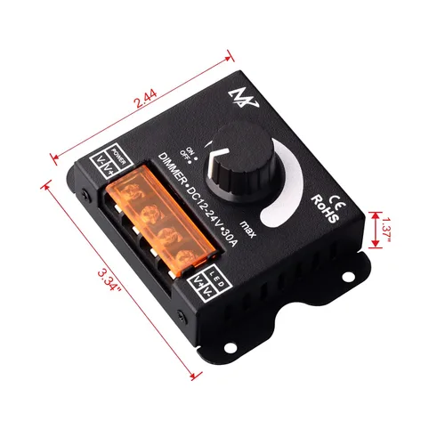 Miniatura 2 de Tira de luz LED DC12V-24V 30A PWM regulador de atenuación para perilla de atenuación ajustar brillo interruptor de encendido/apagado, tira LED de un