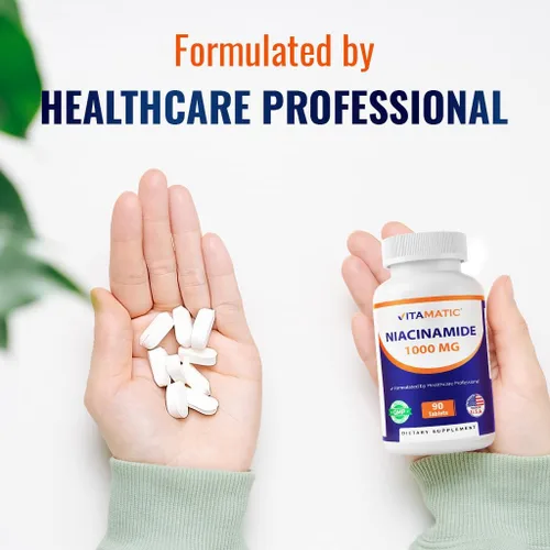 Miniatura 4 de Vitamatic Niacinamida 1000 mg 90 comprimidos - Vitamina B3 sin rubor - Apoya la producción de energía