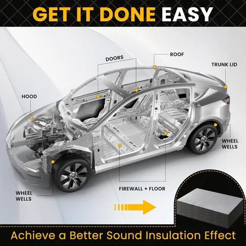 Miniatura 5 de VOISEN Material de Amortiguamiento de Sonido para Autos, 197 mil (5mm) 21 pies cuadrados, Atenuador de Sonido Automotriz con Acabado de Hoja