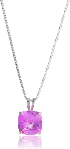 Miniatura 38 de MAX + STONE Cushion Cut Gemstone Necklace 8mm Solitaire Birthstone Necklace for Women Gemstone Pendant Necklaces with 18 inch Box Chain