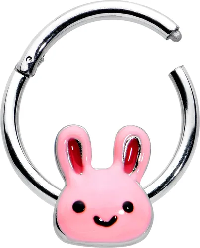 Miniatura 2 de Body Candy Anillo de segmento con bisagras de acero 16G, sin costuras, para pezón, aro de nariz de conejo, 38 pulgadas, Acero inoxidable, Sin gemas.