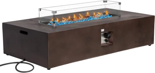 Miniatura 12 de COSIEST Mesa de café con fogata a propano para exteriores con base redonda de 40.5 pulgadas en bronce oscuro, calefactor de patio certificado