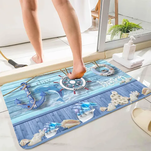 LYFANS Manta de espuma de esponja para baño y cocina (21 x 35.5 pulgadas), almohadilla de franela antideslizante brillante impresa en 3D para mesita