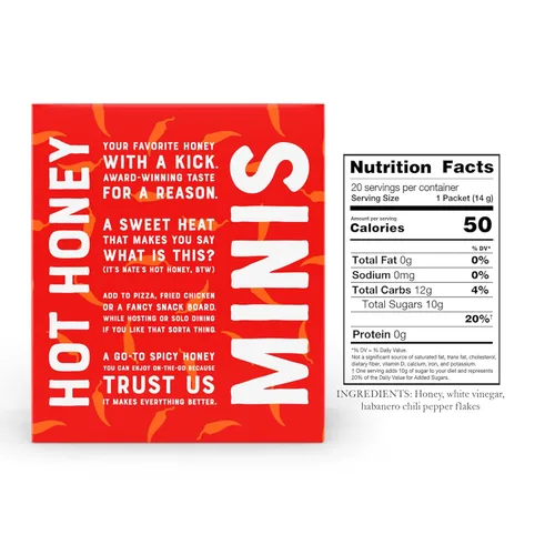Miniatura 2 de Nate's Hot Honey Minis - Miel caliente de una sola porción - Relleno de calcetines navideños - Paquetes de 0.49 onzas, caja de 20