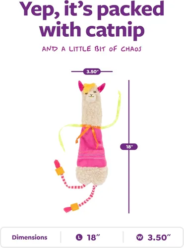 Miniatura 3 de SmartyKat Leggy Llama Catnip Juguete Pateador de Felpa Crujiente, Cuerpo Suave y Flexible para Luchar y Patadas de Conejo para Gatos y Gatitos