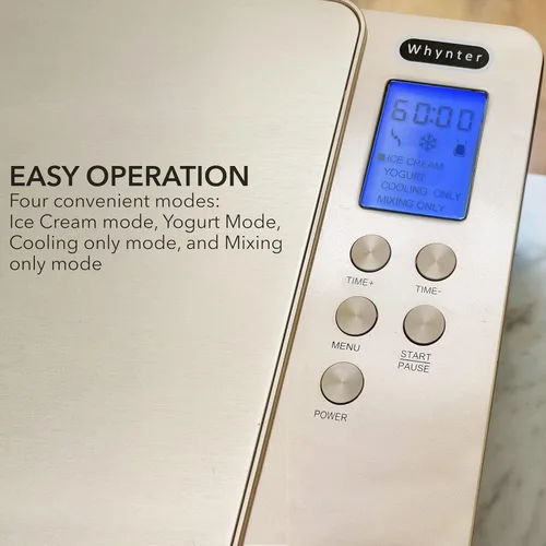 Miniatura 6 de Whynter Máquina automática para hacer helados y yogur de 2 cuartos de galón con compresor integrado, pantalla digital LCD y temporizador, sin Oro