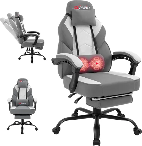 Miniatura 9 de Gaming Chair for Adults with Footrest & Massage Lumbar Support, Ergonomic High Back Gamer Chair, Adjustable Swivel Computer Gaming Chairs with