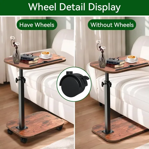 Miniatura 4 de XNSDXV Mesa de sofá para sofá, bandeja de TV giratoria de 360° para espacios pequeños, mesas auxiliares de altura ajustable para comer, mesa